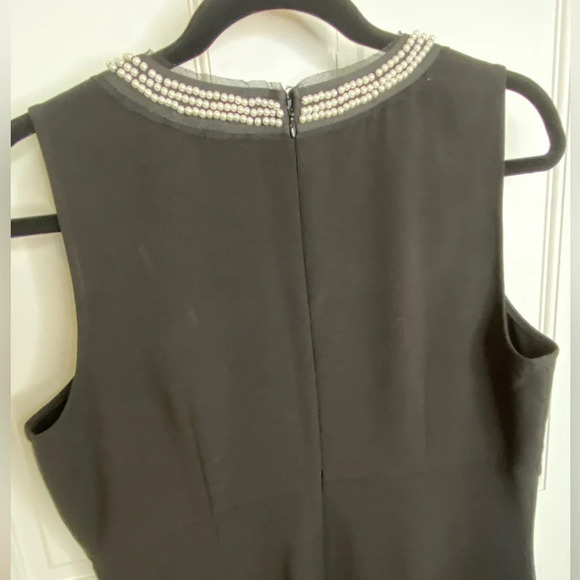LOFT Pearl Detailed Collar Black Sheath Dress Sleeveless Cocktail Party … - Picture 10 of 12